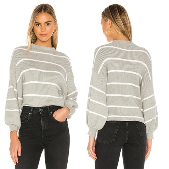 Line & Dot Sweaters - Line & Dot Alder Gray and White Stripe Sweater NWT